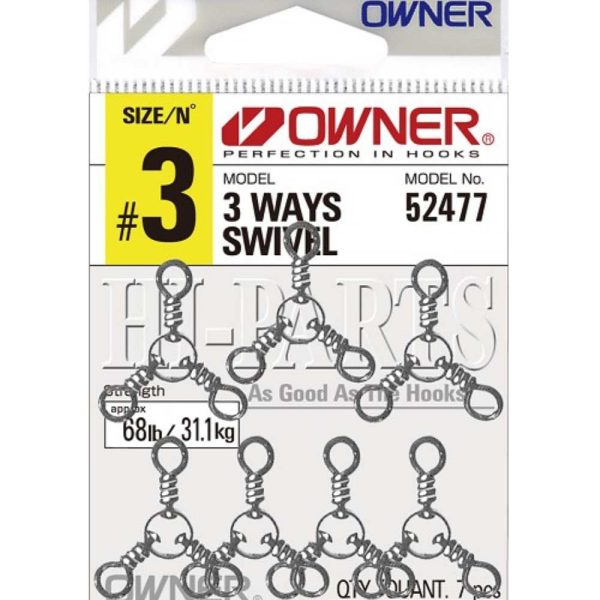 Owner Mitsumata 3 Ways Swivel 52477 – Strong 3-Way Fishing Swivel